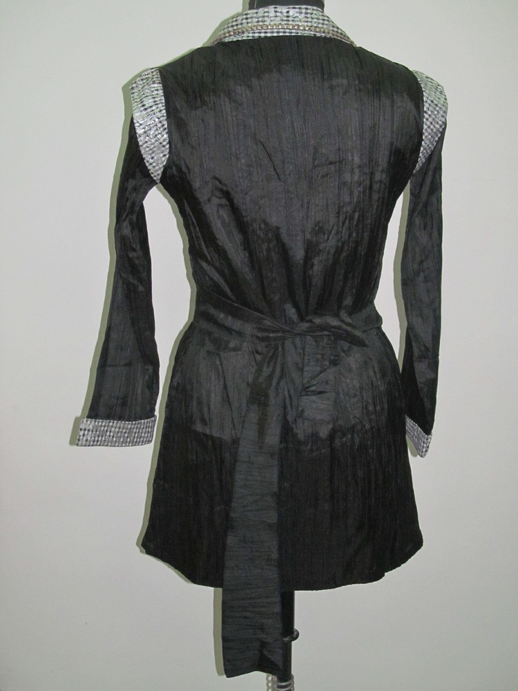 Ladies Western Dress - Polyester, M-L-XL, Black | Elegant Style, Comfortable Fit, Tie-Belt Closure, Long Sleeves