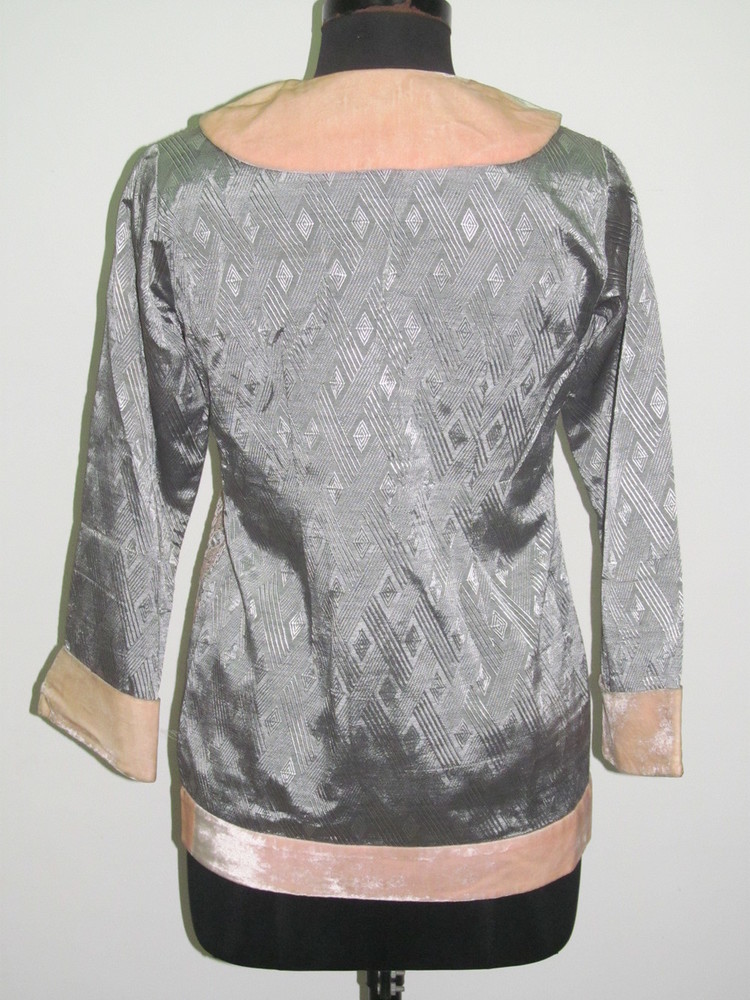 Ladies Western Dress - Silk, Medium, 24 Inches, Grey | Elegant Design, Comfortable Fit, Unique Style, Durable Material, Stylish Look, Boat Neck, 3/4 Sleeve