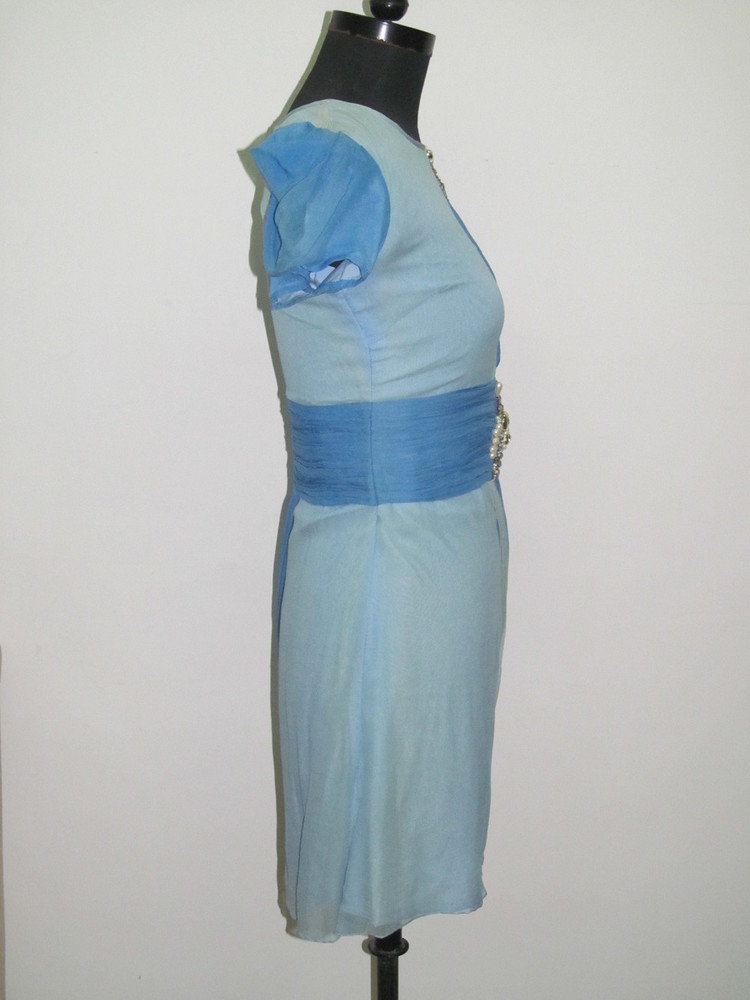Ladies Western Dress - Polyester, S-L, Blue, Knee Length | Stylish Design, Comfortable Fit, Elegant Look, Zipper Closure
