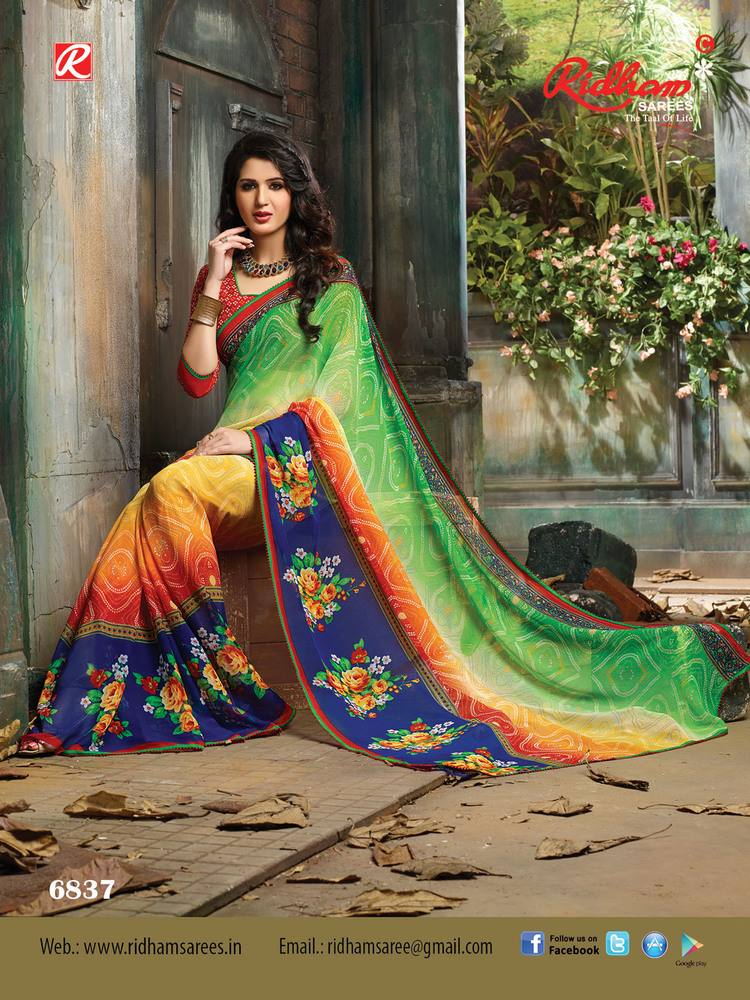 Designer Print Work Sarees