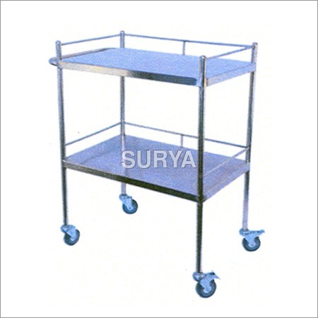 Hospital Trolley - Stainless Steel, 75x45x85cm | Durable, Heavy Load Capacity, Easy Cleaning, Smooth Movement, Two Shelves, 1-Year Warranty