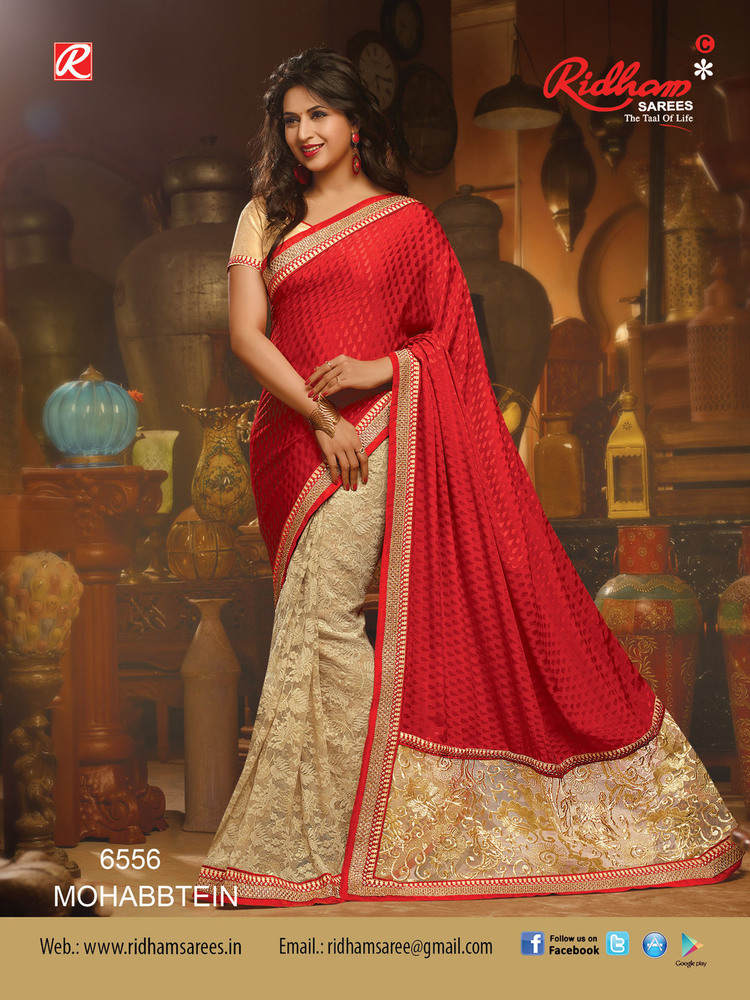 Gorgeous Traditional Print Cotton Saree - 5.5 Meters, Red | Soft Cotton, Traditional Print, Comfortable Wear