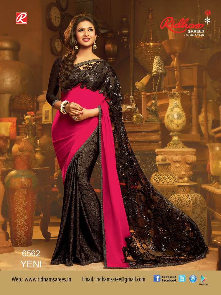 Designer Saree Collections - Silk Blend, 5.5 Meters, Black & Pink | Elegant Design, Intricate Embroidery, Blouse Piece Included