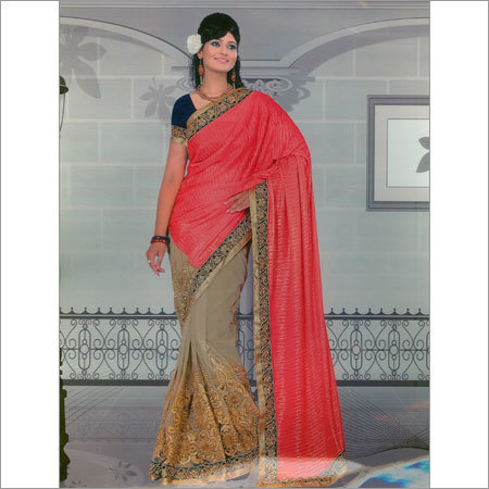 Gray And Pink Fancy Sarees