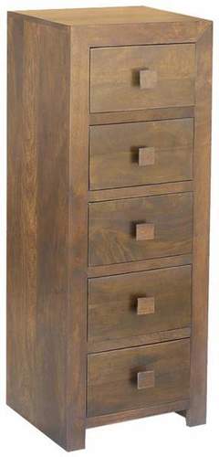 WOODEN 5 DRAWER TALL CHEST