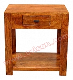 WOODEN BEDSIDE 1 DRAWER WITH SHELF