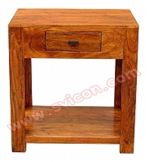 Wooden Bedside 1 Drawer With Shelf