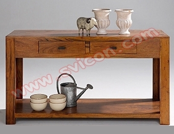 WOODEN CONSOLE TABLE 2 DRAWER WITH SHELF