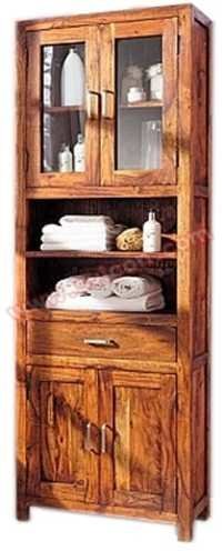Wooden 4 Glass Door Almirah 1 Drawer