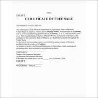 Free Sale Certificate Services
