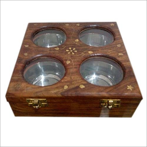 Wallnut wood box with stainless steel bowls