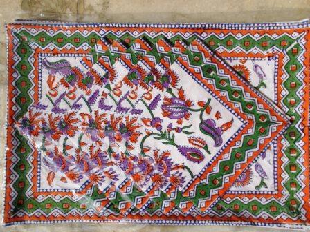 Orange Green Terquize Floral Dinning PlaceMat Set