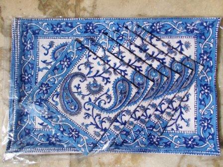 Blue Paisley Print Dinning Place MatSet