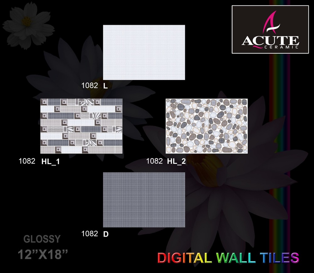 Highlighter Wall Tiles - Ceramic, 300 X 450 mm, White | Polished Finish, Rectangle Shape, In-House Quality Tested