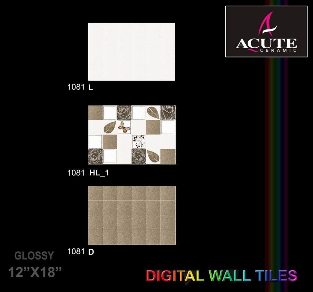 Ceramic Kitchen Tiles - Ceramic Material, 300 x 450 mm, White Color, Polished Finish | Wall Tile for House, Office, Hotel & More