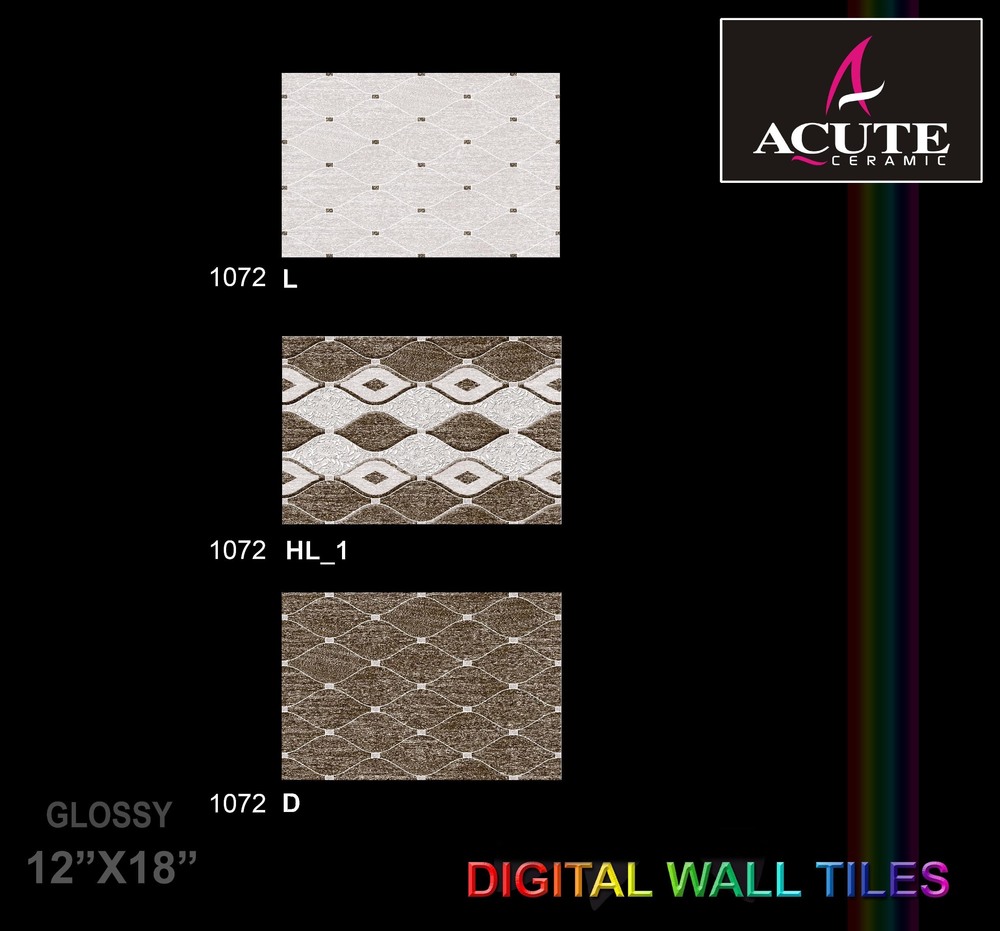Decorative Ceramic Wall Tiles - Ceramic Material, 300x450 mm, Grey Color | Polished Finish, Smooth Glazing, OEM Options Available