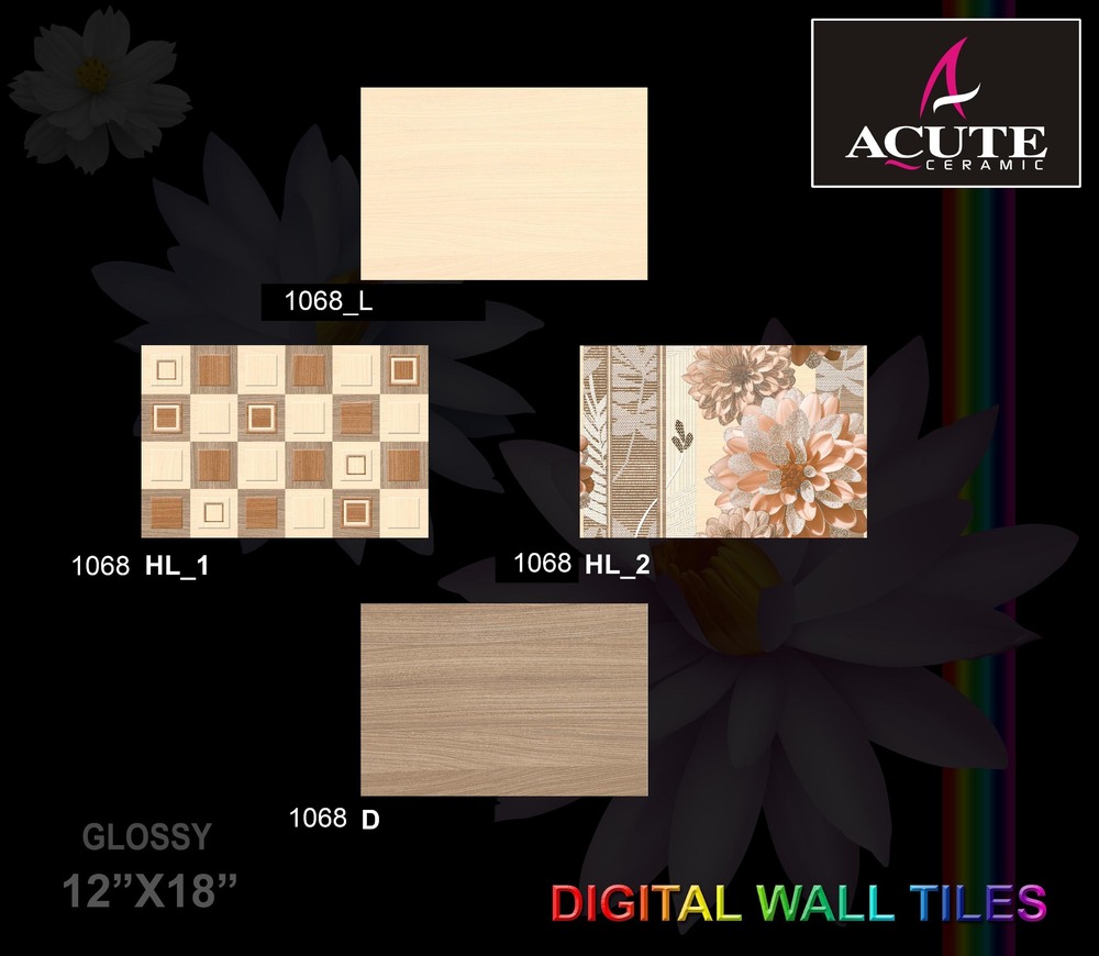 Light Ceramic Wall Tiles - Ceramic, 300 x 450 mm, Cream Color | Polished Finish, Rectangular Shape, Smooth Glazing, Quality Tested, OEM Available