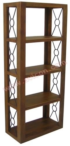 Wooden Book Rack with Iron Jali