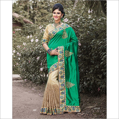 Zari Embroidered Silk Net Saree