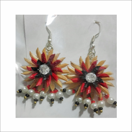 Earring Set - Polymer Clay and Metal, 2x2 cm, Red | Floral Design, Lightweight, Durable, Elegant Style