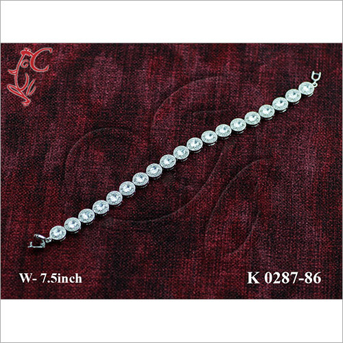 KADA - Gold-Plated CZ Bangle 7.5 Inch, Silver | Elegant Design, Party Wear, Stunning Look