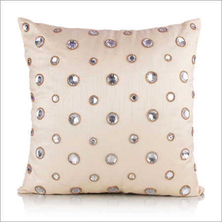 Golden Hand Embroidered Cushion Cover