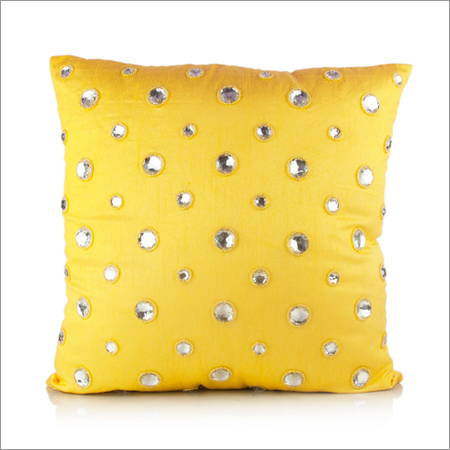 Yellow Embroidered Cushion Cover