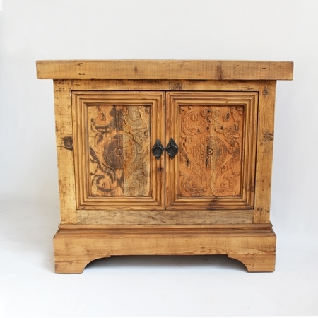 Carved Wood Bed Side Cabinet