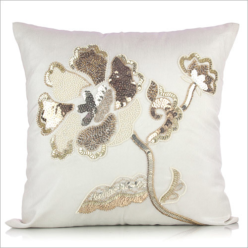 Off White Embroidered Cushion Cover