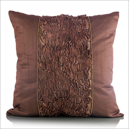 Brown Embroidered Cushion Cover