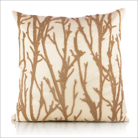 Golden Embroidered Cushion Cover