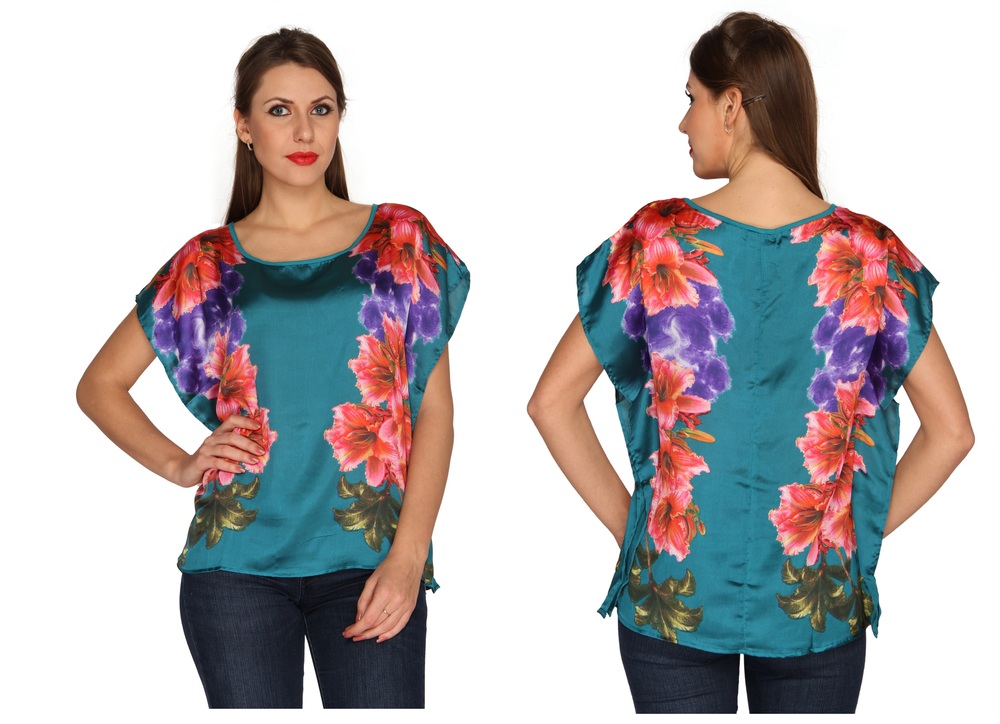 Bedazzle Floral Print Satin Women's Kaftan