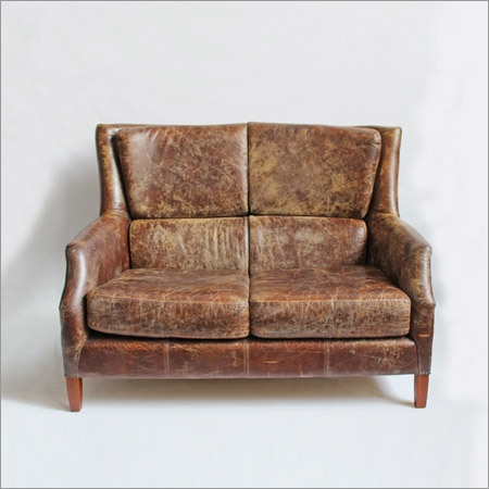 Distressed Leather Short Sofa