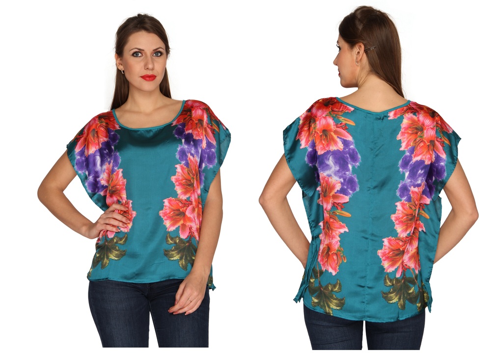 Bedazzle Floral Print Satin Women's Kaftan