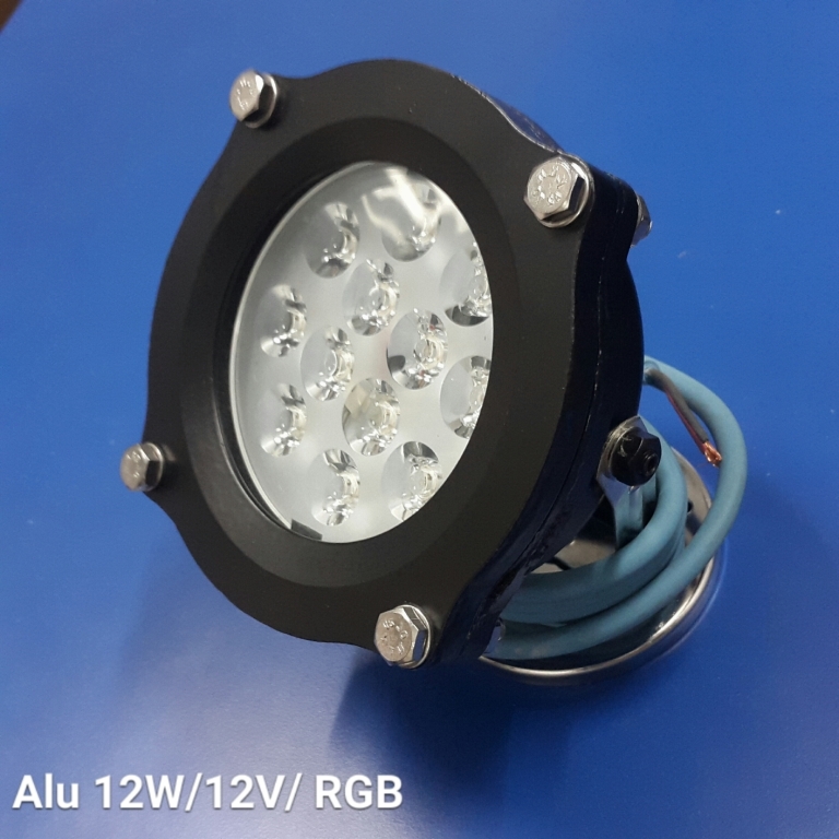 Submersible Fountain Lights - 12 Watts 12 Volts DC | Aluminium Die Cast Body Black Finish 2 Mtr Submersible Cable Single & Multi Color Options