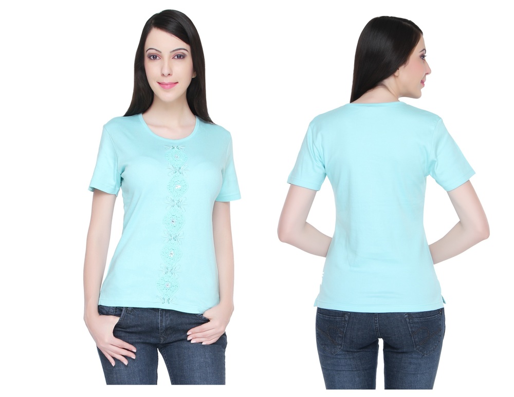 Bedazzle Embroidered Women's Round Neck T-Shirt