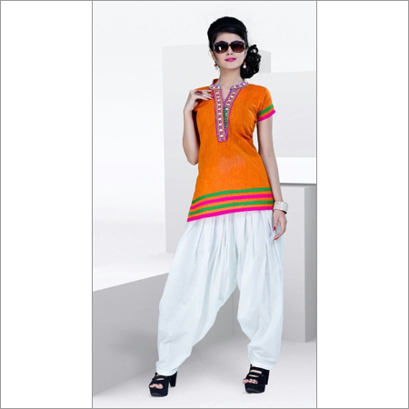 Cotton Kurti - Short Size, Orange, V-Neck | Embroidered, Comfortable, Breathable, Stylish, Durable