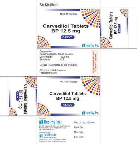 Tablets Carvedilol Bp 25 Mg