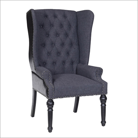 Upholstered Wingback Chair with Leather