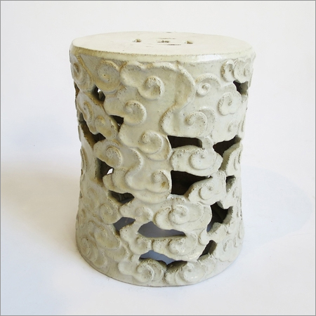 White Ceramic Cloud Stool - Large