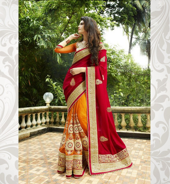 Designer Yellow & Pink Saree