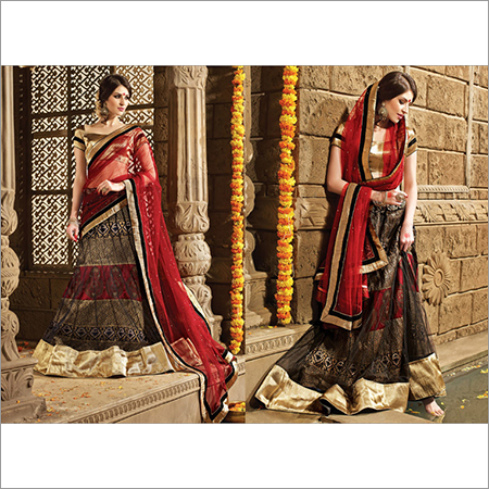 Net Designer Lehenga - Net Lehenga, Banarasi Blouse, Black, Net Dupatta | Elegant Design, Embroidery, Perfect Fit