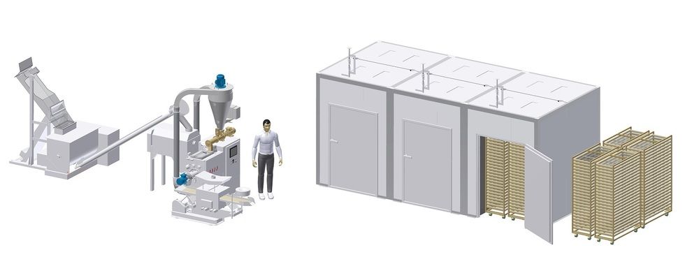 Pasta line capacity of 150 kg/hr