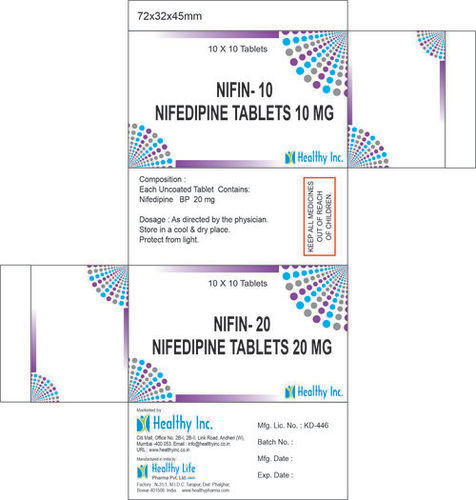 Tablets Nifedipine Bp 20 Mg