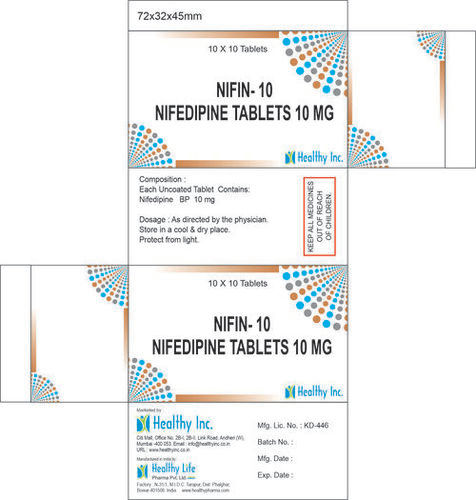 10 Mg Nifedipine Tablets Temperture Not Exceeding 25 A C In Dry Place