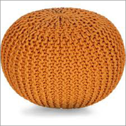 Puff - Knitted Fabric, 15x15 Inches, Orange | Comfortable Seating, Stylish Design, Durable, Easy Cleaning, Versatile Use