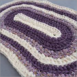 Designer Mats - Cotton Yarn 24x18 Inches Purple Oval, Stylish Design, Soft Texture, Durable, Absorbent, Machine Washable