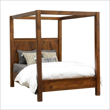 Wood Modern Canopy Bed Cal King