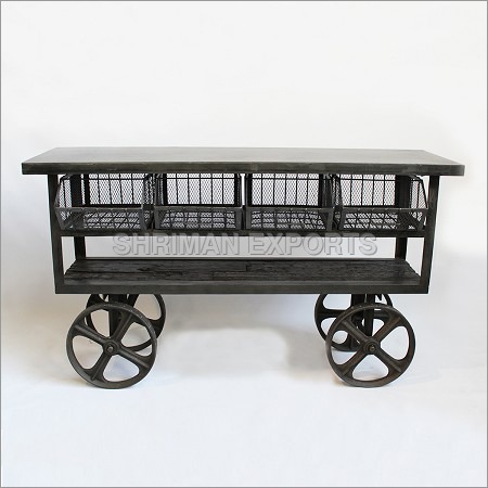 Industrial Trolly Cart Table