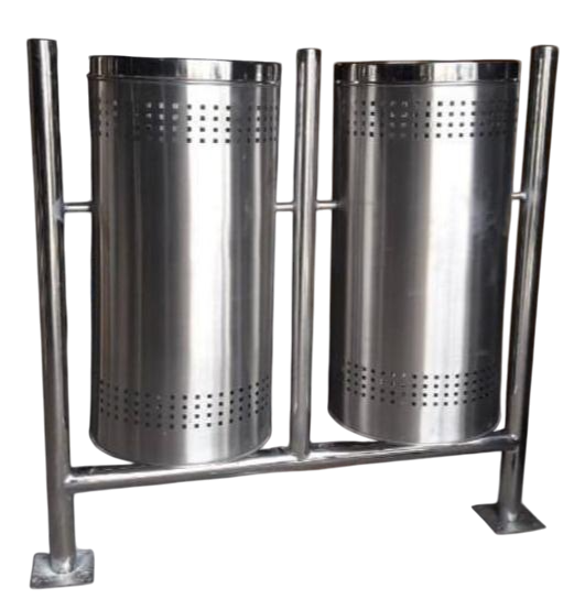 Pole Hanging Dustbin - Stainless Steel, Mirror Finishing, Silver Color | Durable Metal Design, Light Weight of 1 kg